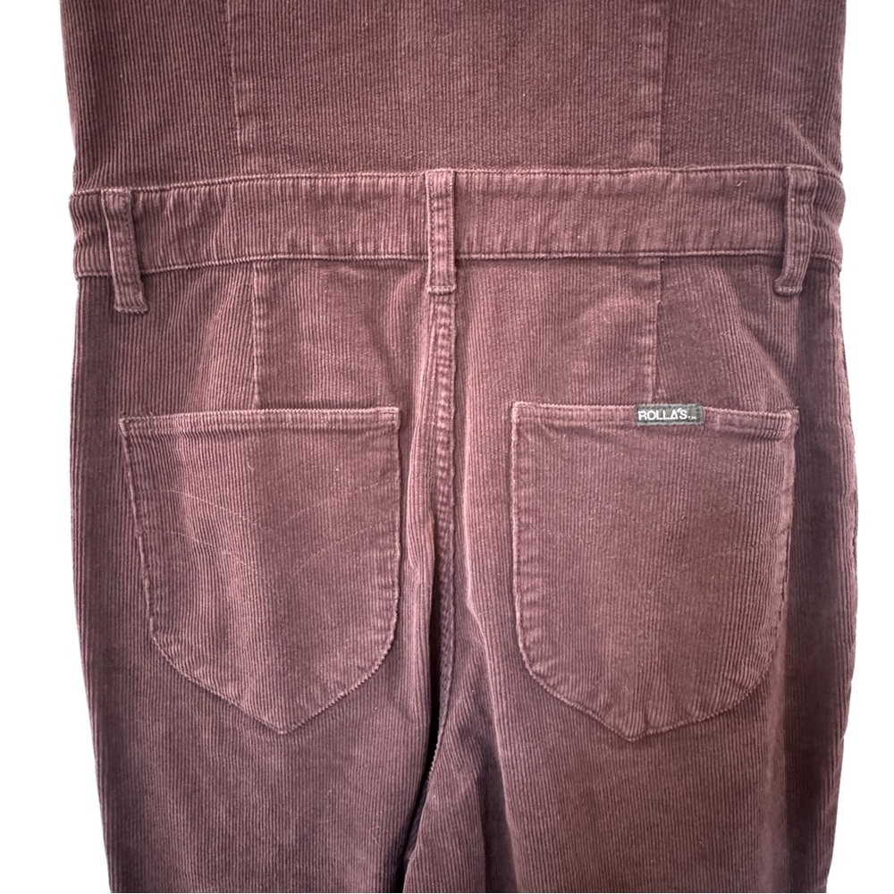 Rolla’s Corduroy Jumpsuit Burgundy 70s Retro Wide Leg Utility Boho Chic - Picture 5 of 12